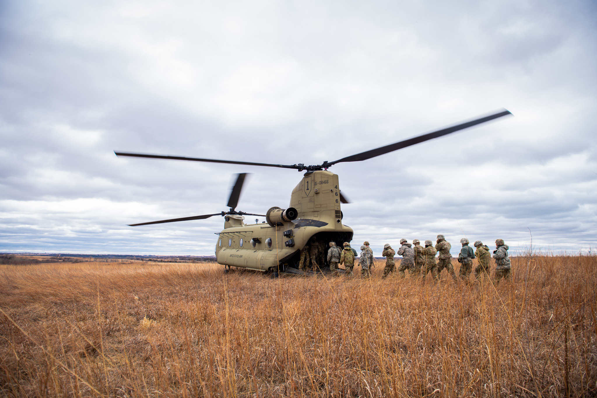 ROTC students entering a helicopter