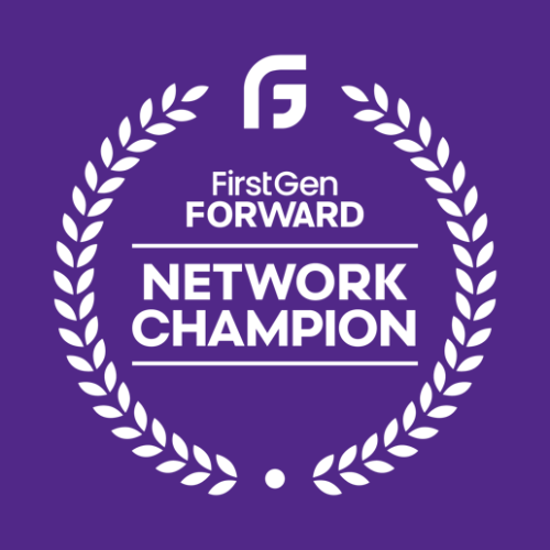 A purple logo indicating K-State as a First Gen Forward Network Champion